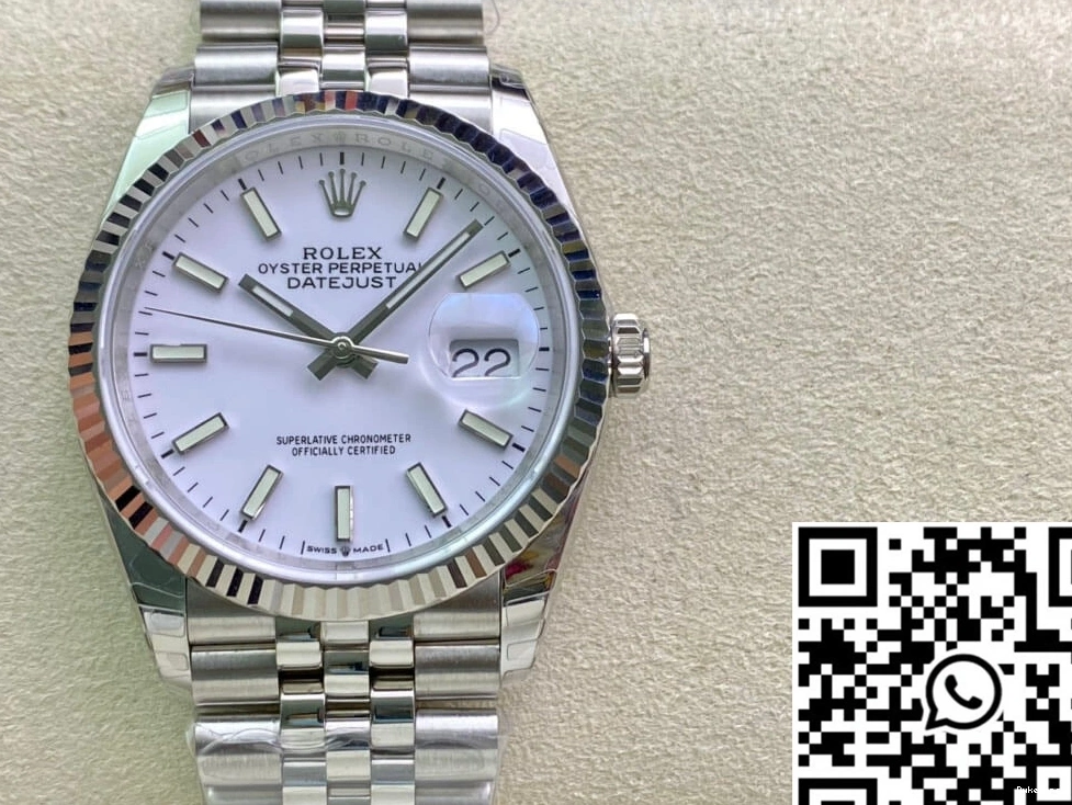 Factory Stainless Steel Dial Rolex White EW 36MM Datejust 0103